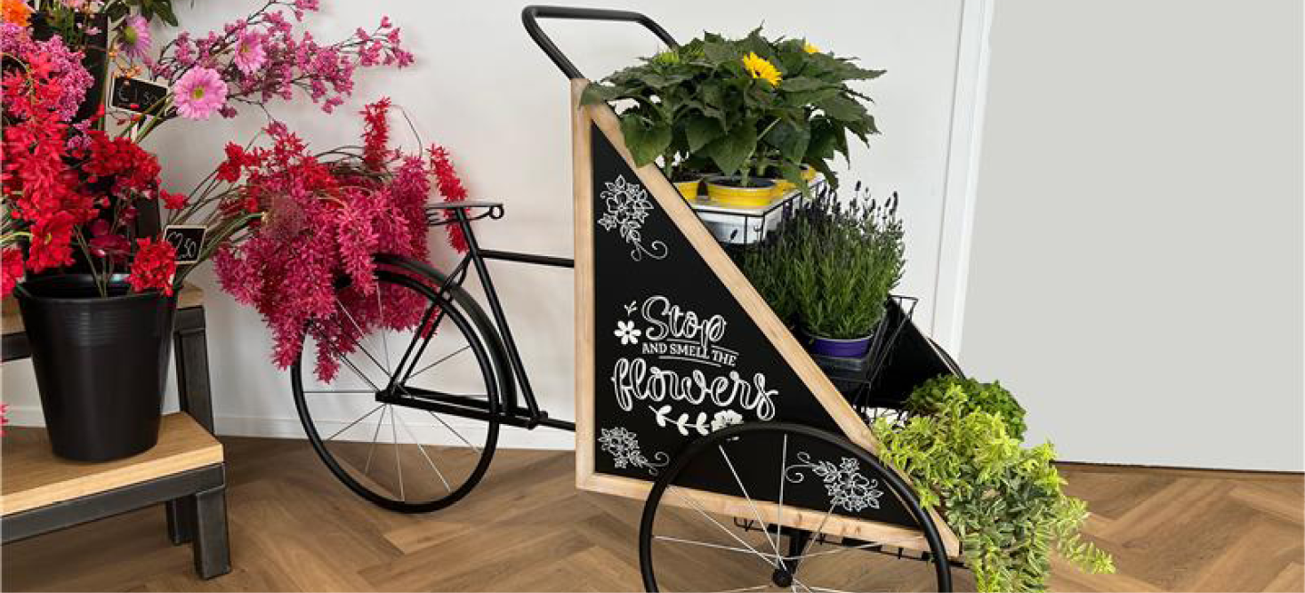 Win een Deko Fahrrad Flower – de eyecatcher voor in uw winkel!