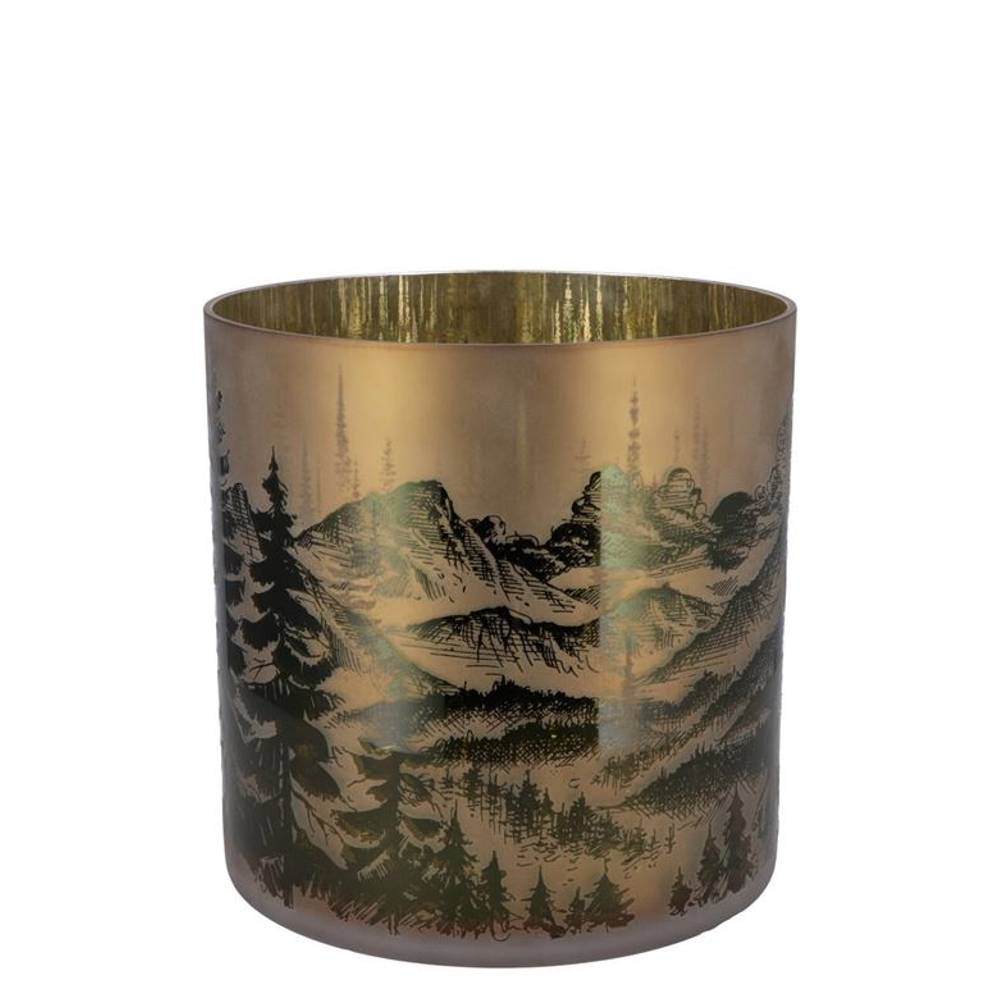 Glas Teelicht Ruby Mountain gold 08x08cm