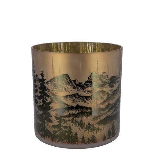 Glas Teelicht Ruby Mountain gold 08x08cm