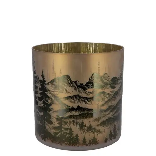 Glas Teelicht Ruby Mountain gold 08x08cm