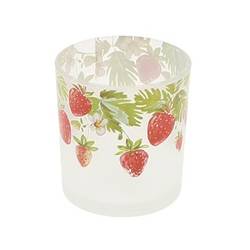 Glas Teelicht Obst Erdbeere rot D05.5cm H06.5cm