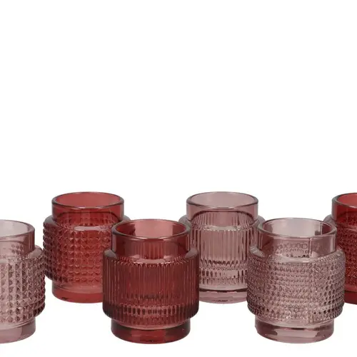 Glas Teelicht Jazz Pink mix D08cm H08cm