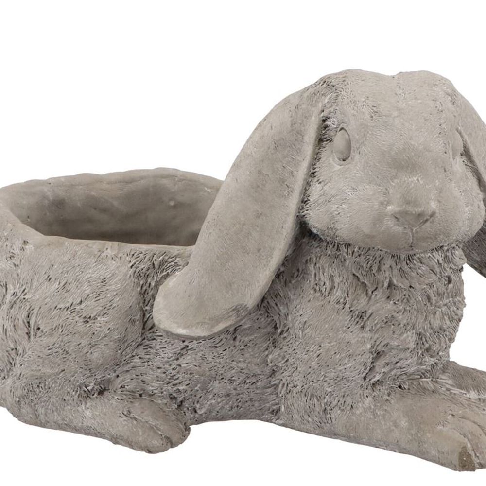 Übertopf Hase Stein grau 29x14x17cm