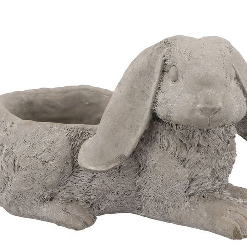 Übertopf Hase Stein grau 29x14x17cm