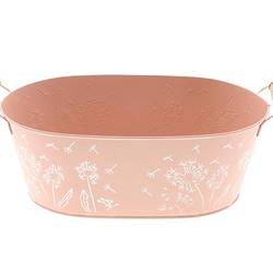 Zink Schale Blume +Henkel lachs D30cm H11.5cm