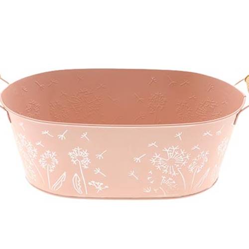 Zink Schale Blume +Henkel lachs D30cm H11.5cm