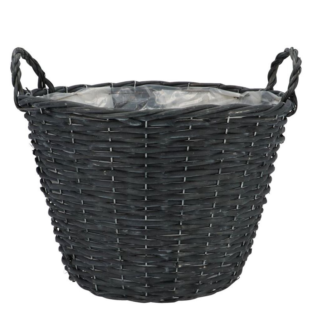 Korb Henkel Weide schwarz D25cm H21cm