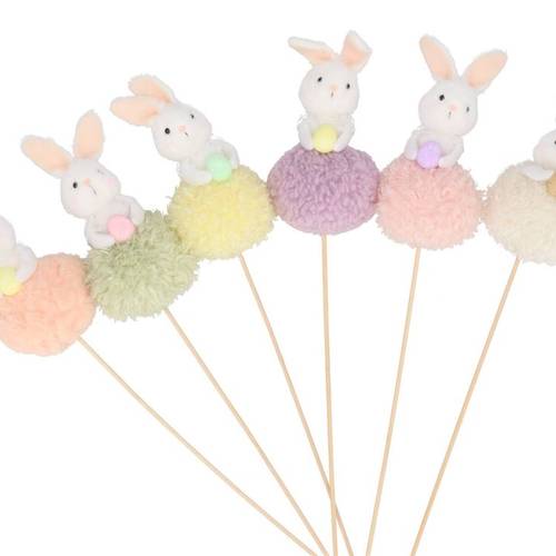Hase auf Stab Dreamy mix pastel D07cm H42cm