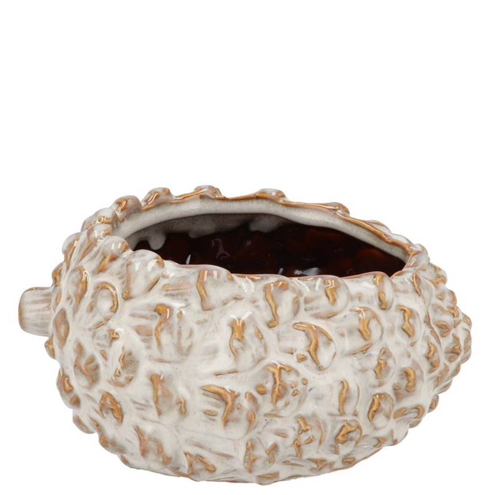 Keramik Übertopf Tannenzapfe Mette creme 15x12x08cm