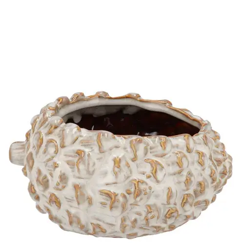 Keramik Übertopf Tannenzapfe Mette creme 15x12x08cm