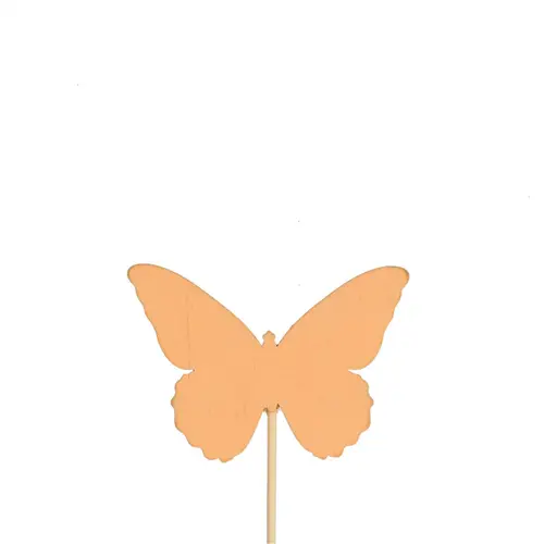 Schmetterling Holz auf Stab orange L12cm D06cm