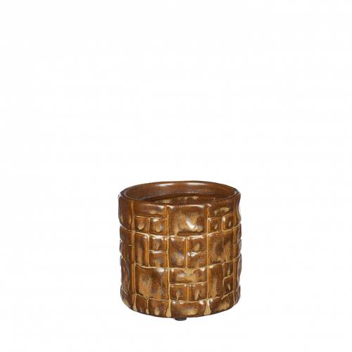 Keramik Übertopf Carré braun D08cm H07.5cm