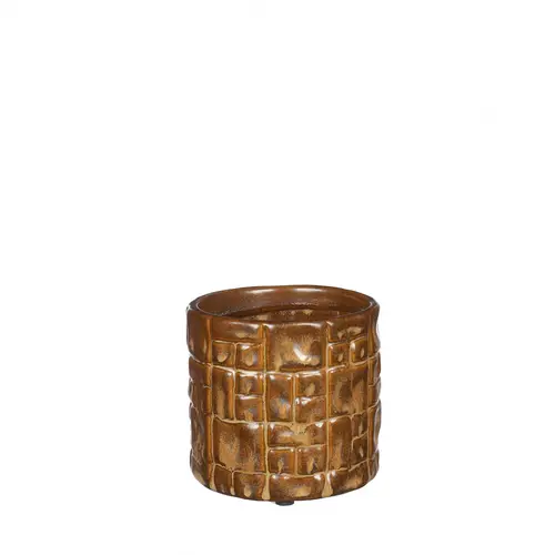 Keramik Übertopf Carré braun D08cm H07.5cm