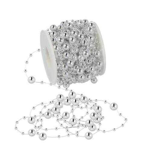 Girlande Perlen silber 3-8mm L15m