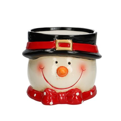 Keramik Übertopf Schneemann D11.5cm H09.5cm