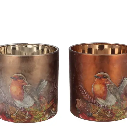 Teelichthalter Ruby Bird braun mix 10x13cm