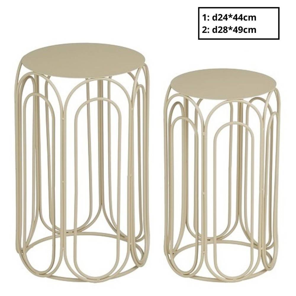 Beistelltisch Vavio 2/Set creme D28cm H49cm