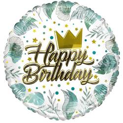 Ballon Eco Happy Birthday Rund gold D45cm