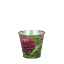 Zink Übertopf Flower grün D11cm H10cm