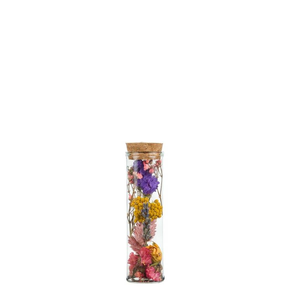 Glas Flasche +Trockenblumen Wish Multi 10cm