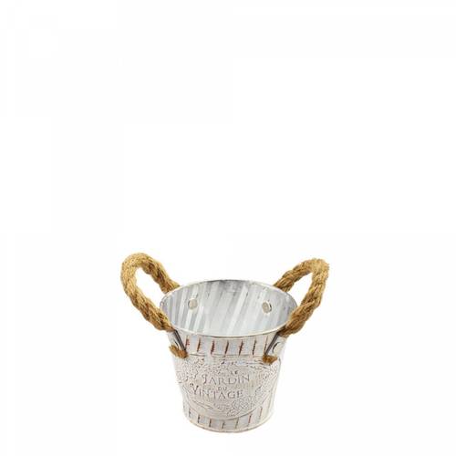 Zink Übertopf +Henkel Beta creme D10cm H10cm