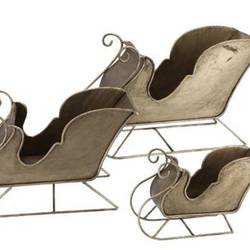 Schlitten 3/Set bronze 40×16×26/29×13×20/24×9×15cm