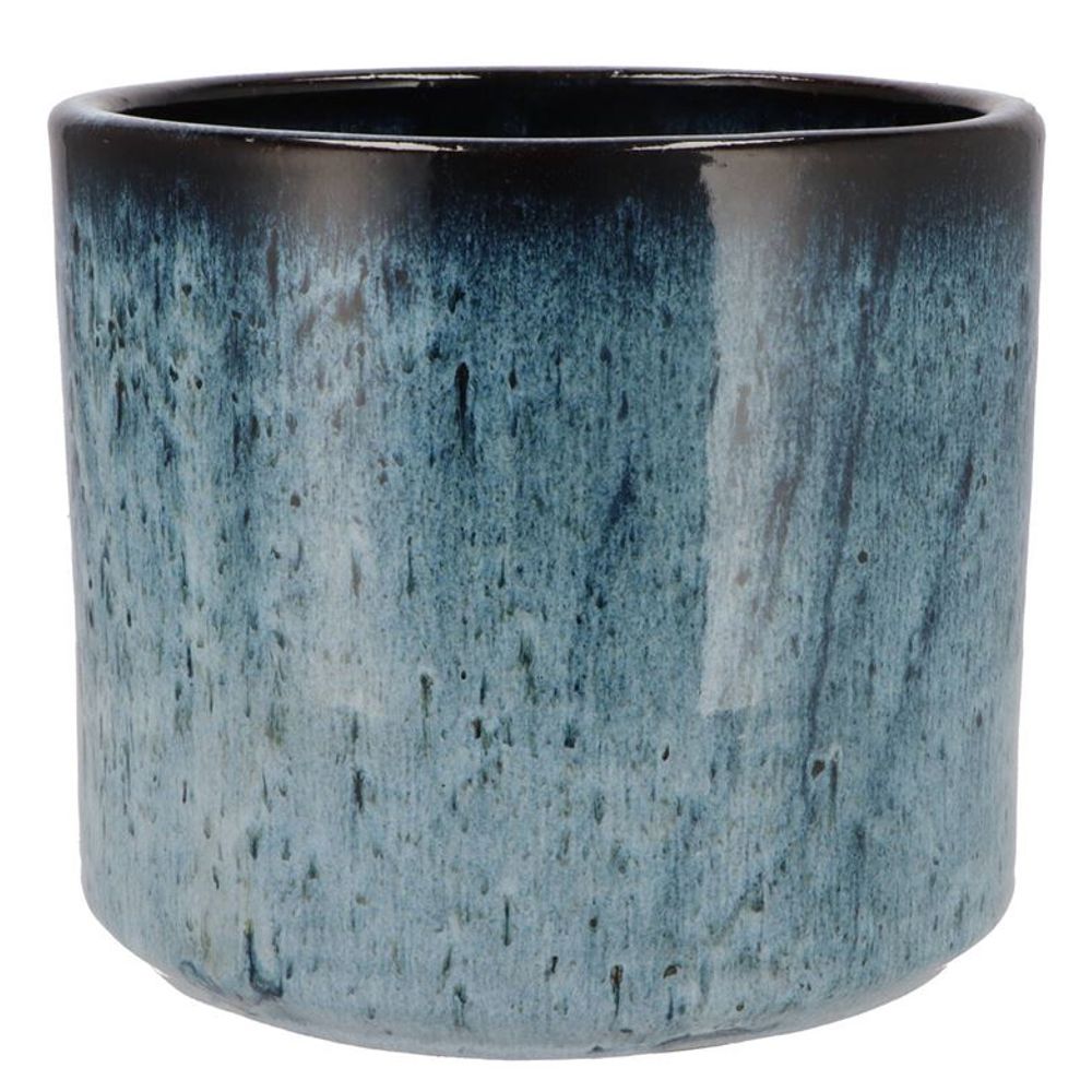 Keramik Übertopf Javea glasiert blau D24cm H21cm