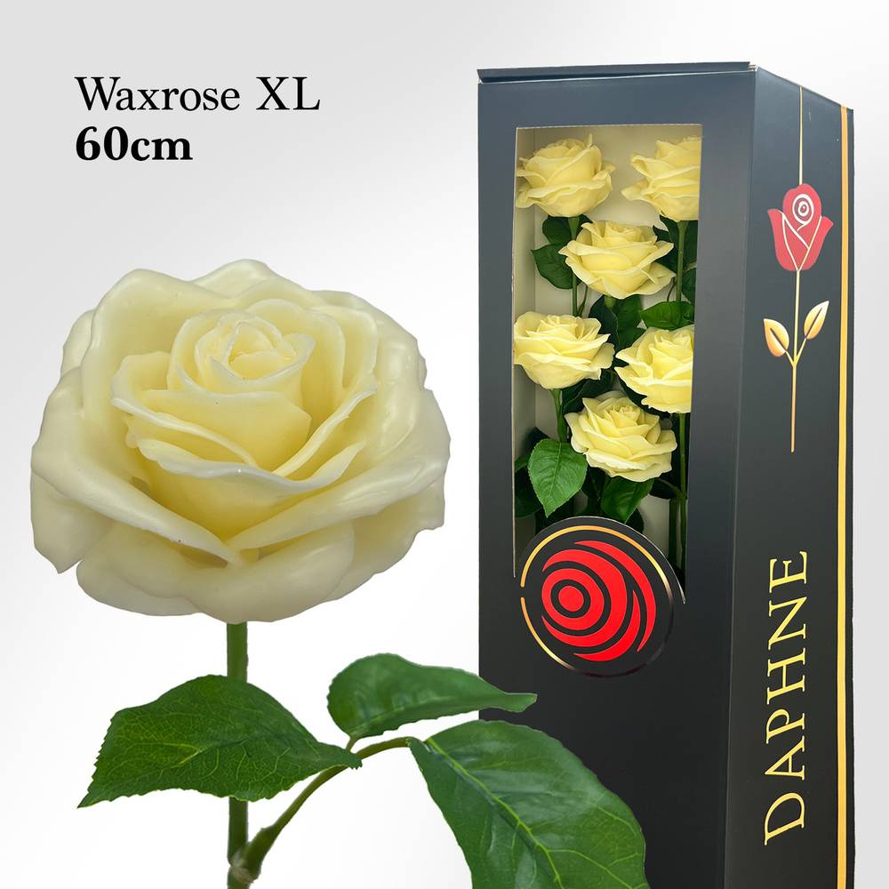 Plastik Wachs Rose auf Stiel creme L60cm