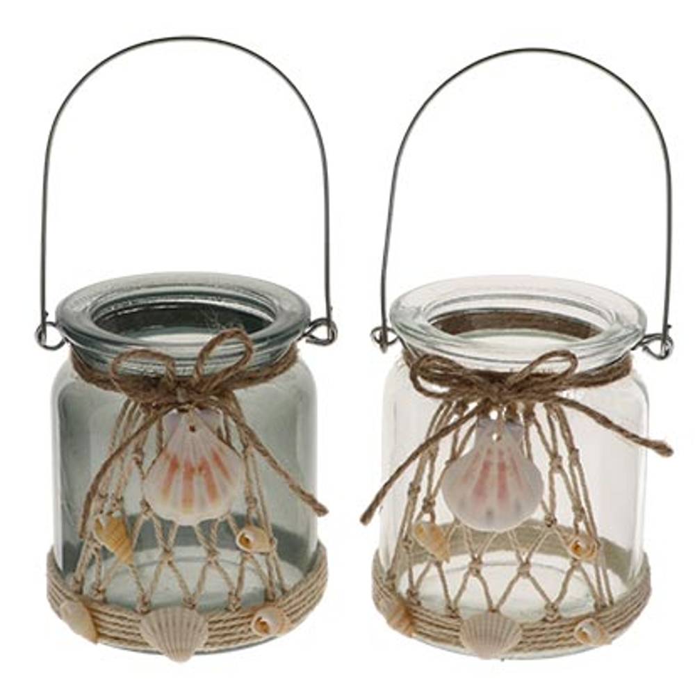 Glas Teelicht Muschel mix D07.5cm H09cm