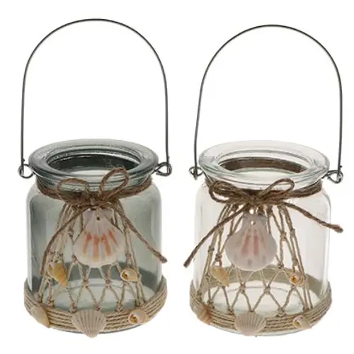 Glas Teelicht Muschel mix D07.5cm H09cm