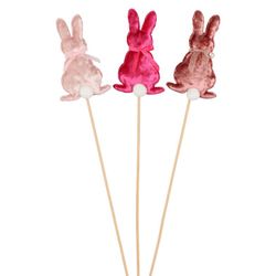 Hase auf Stab rosa mix 08cm H50cm