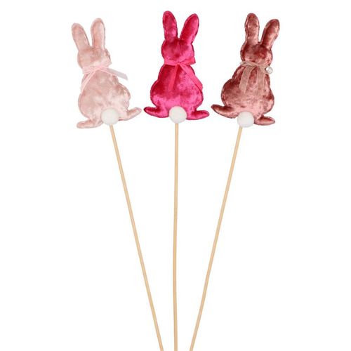 Hase auf Stab rosa mix 08cm H50cm