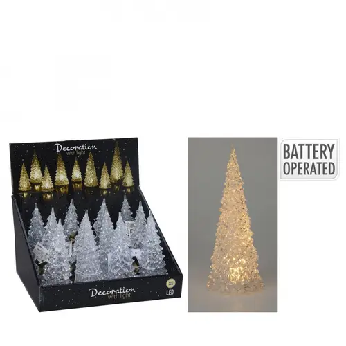 LED Baum Acryl weiss D08cm H17cm