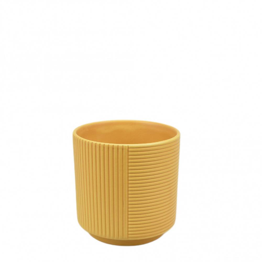 Keramik Topf Groove gelb D10cm H10.5cm