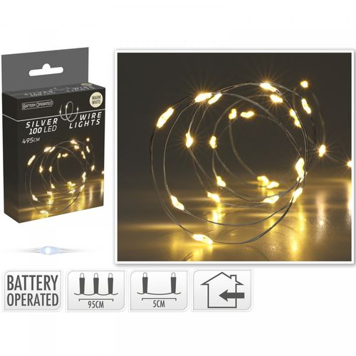 Silberdraht LED warm weiss 100L 5m