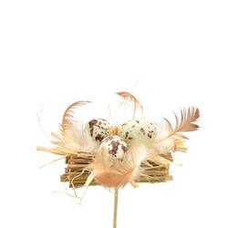 Ei +Federn auf Stab braun L12cm x3 