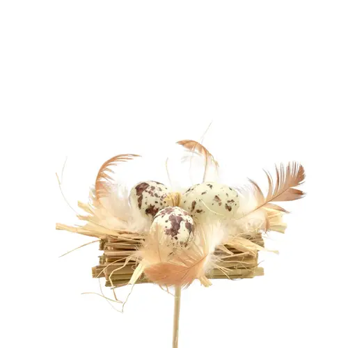 Ei +Federn auf Stab braun L12cm x3 