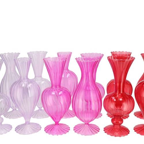 Glas Vase Sunny Dutch mix rosa 12x12x28cm