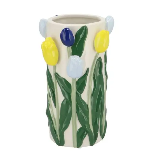 Keramik Vase Zylinder Isa Dutch blau/gelb 14x14x23cm