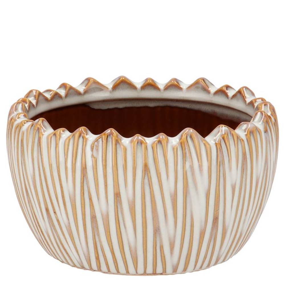 Keramik Übertopf Ella Rund creme 16x16x09cm