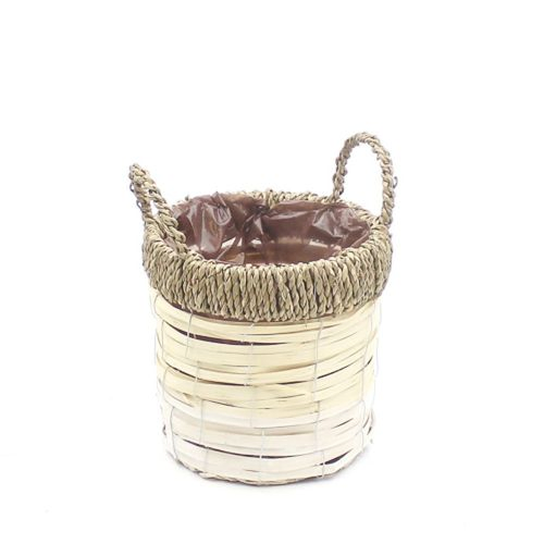 Korb Henkel Yuna weiss/natur D17cm  H16.5cm