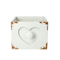Holz/Herz Schublade weiss D14cm H11cm
