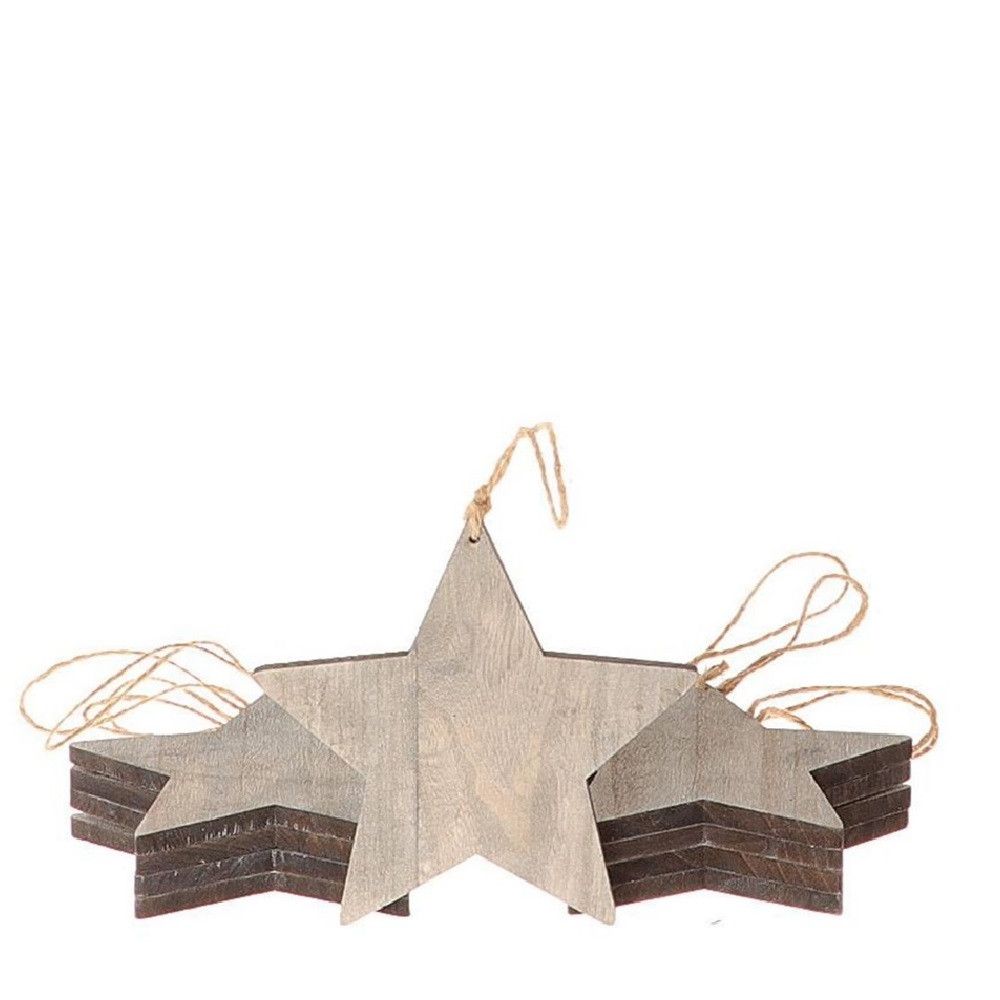 Hänger Stern Holz grau 10cm 10st