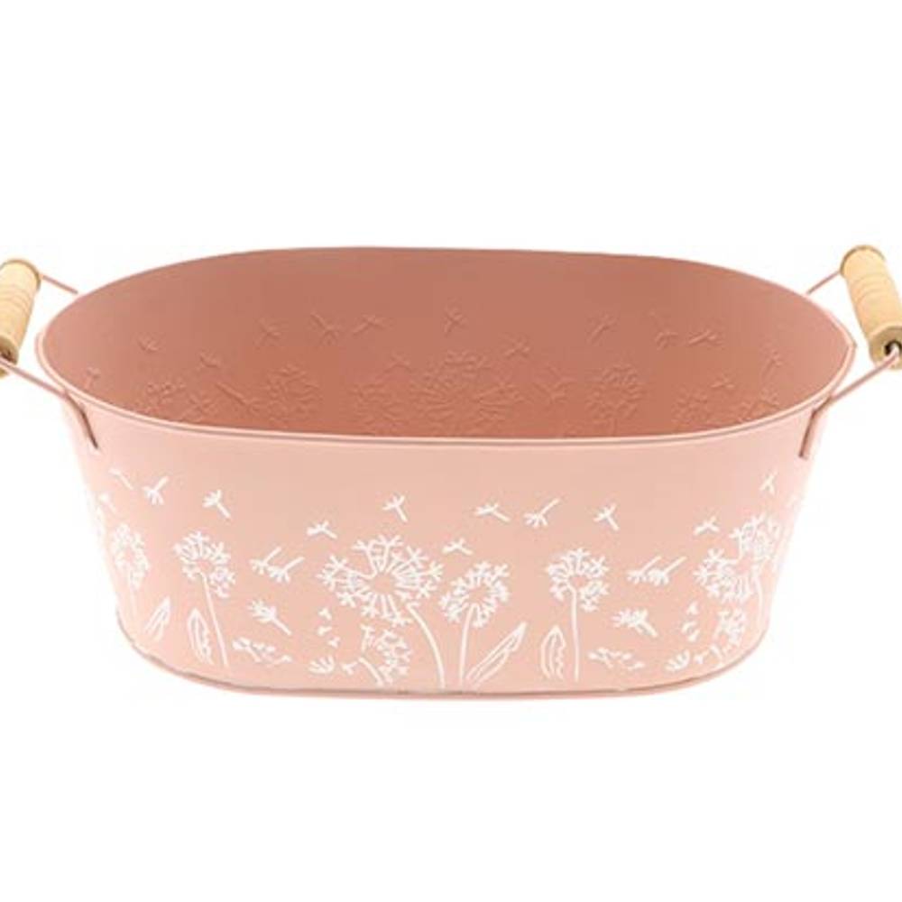 Zink Behälter Blume rosa 25x15x10cm