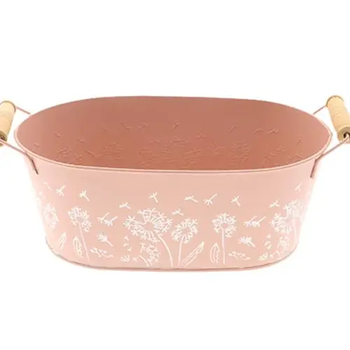 Zink Behälter Blume rosa 25x15x10cm