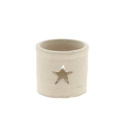 Keramik Teelicht Dani Stern weiss D08cm H07.5cm