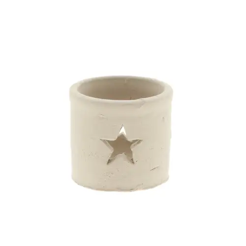 Keramik Teelicht Dani Stern weiss D08cm H07.5cm