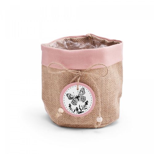 Übertopf Jute Butterfly rosa D16cm H16cm