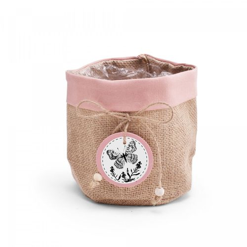 Übertopf Jute Butterfly rosa D16cm H16cm