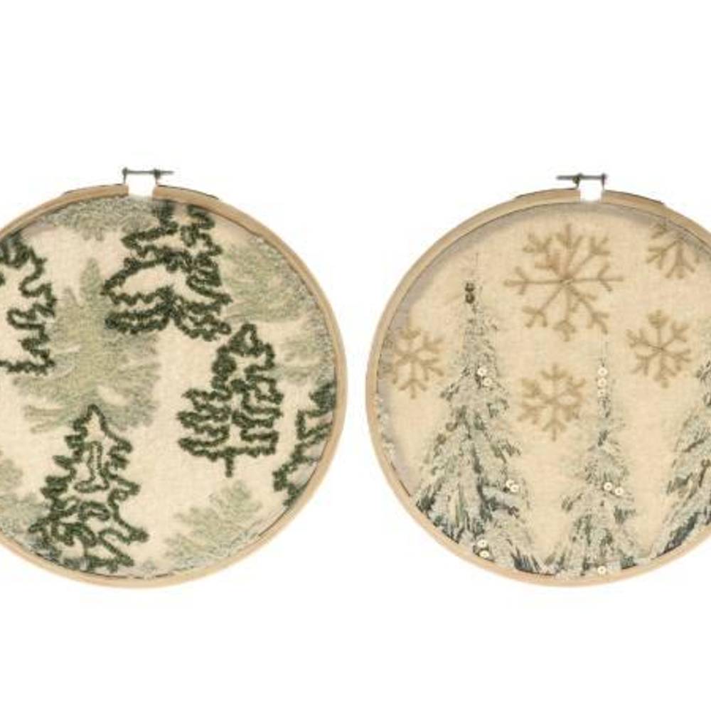 Hänger Ornamente 2/Set grün/weiss D22cm